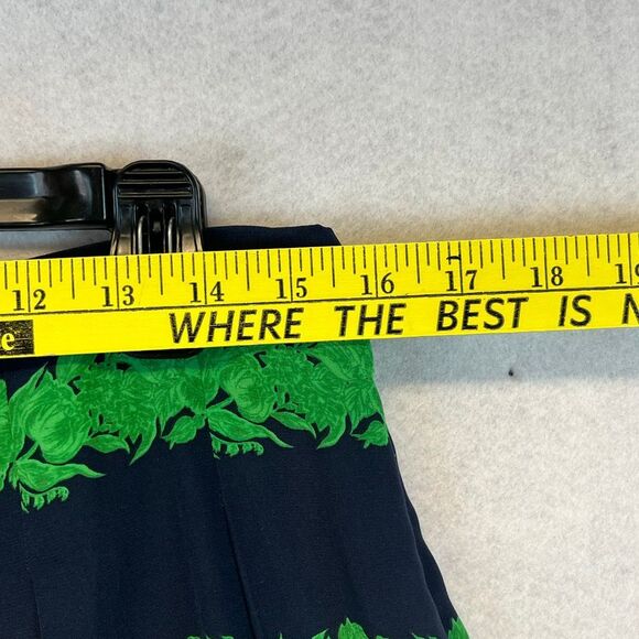 J. CREW 100% Silk Skirt Size 8 Beanstalk Stripe Blue Green Mini Pleats Lined - Picture 10 of 15